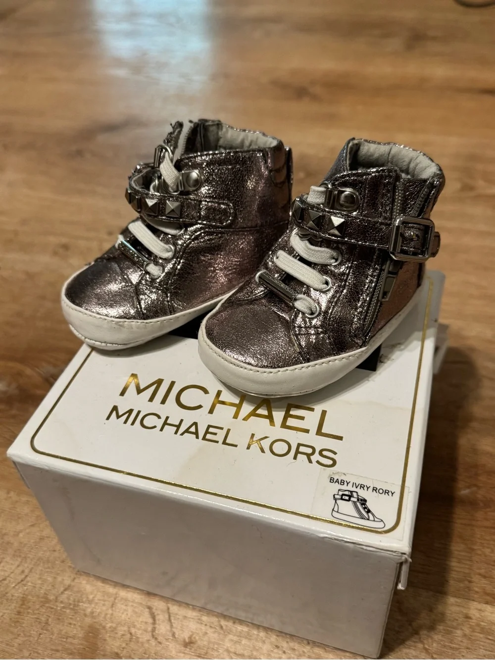 Michael Kors Baby Ivry Rory Metallic High Top Sneakers 3-6M